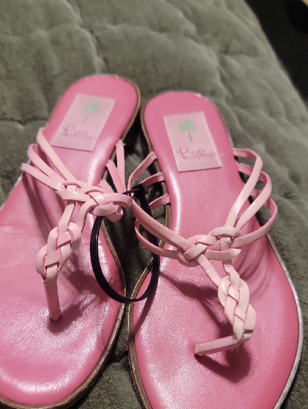 Lilly Pulitzer Pink Braided Toe-Post Sandals - Picture 2 of 3